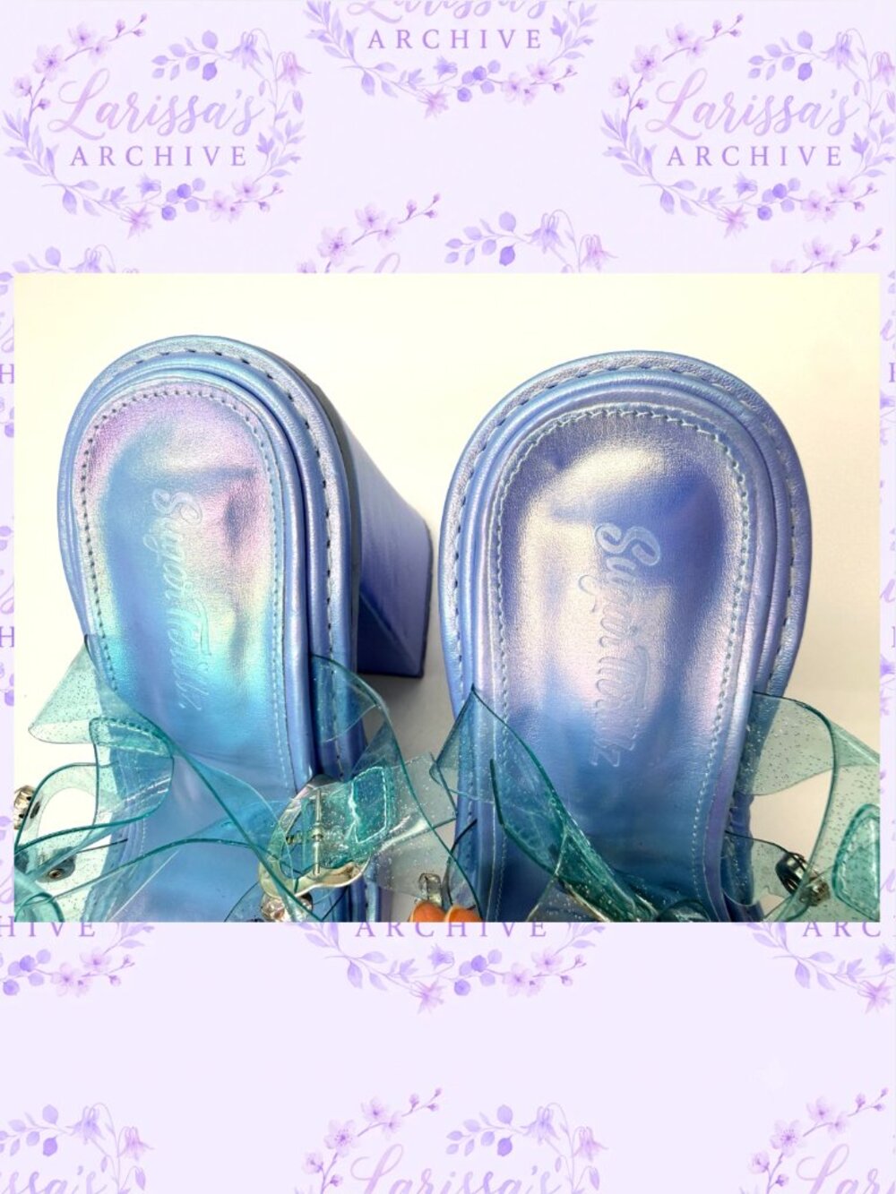 Sugar Thrillz by Dolls Kill | Self-Love Club Holographic Platform Heels | Size 7 - Picture 12 of 15